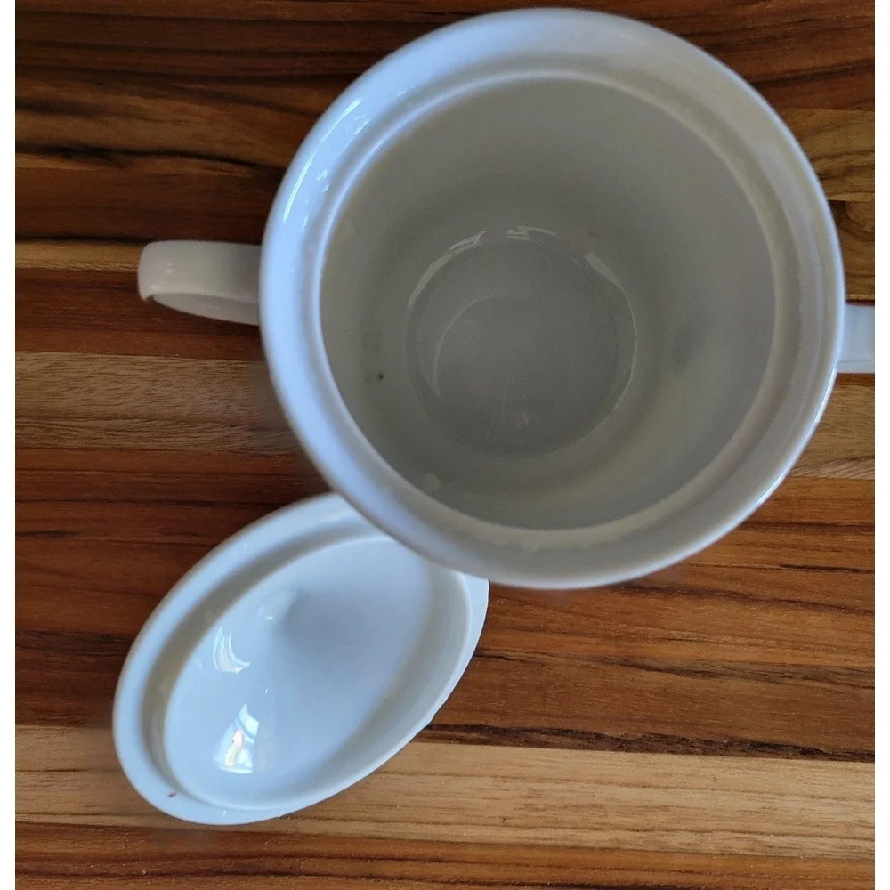 Four‎ Crown China Sugar Bowl Essex White Silver Trim Lid Round 4.5